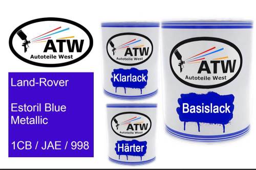 Land-Rover, Estoril Blue Metallic, 1CB / JAE / 998: 1L Lackdose + 1L Klarlack + 500ml Härter - Set, von ATW Autoteile West.